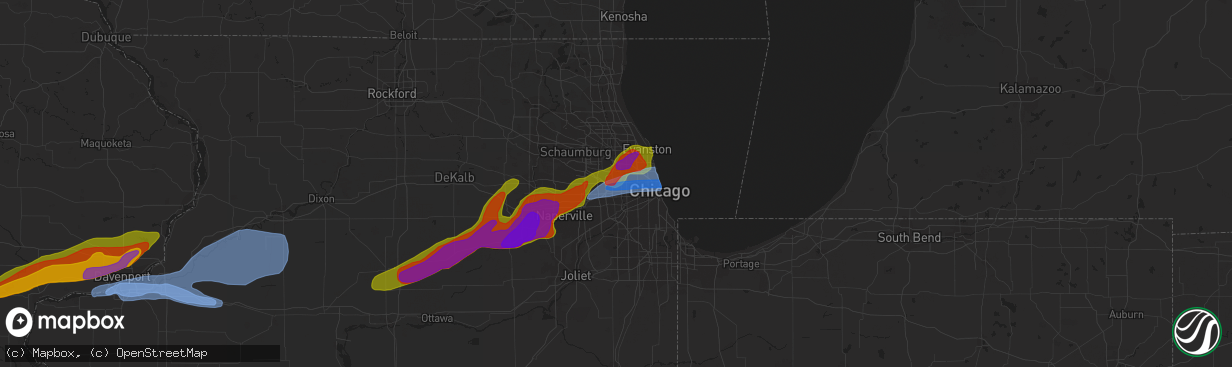 Hail map in Melrose Park, IL on April 4, 2023