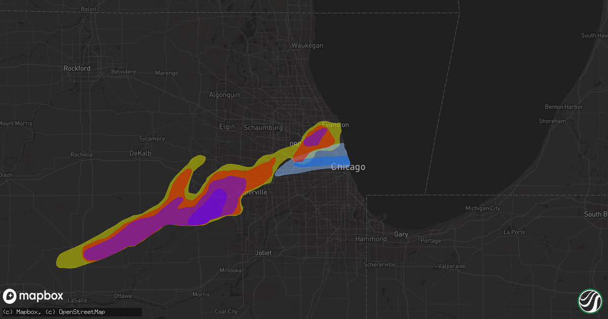 Hail map in Melrose Park, IL on April 4, 2023