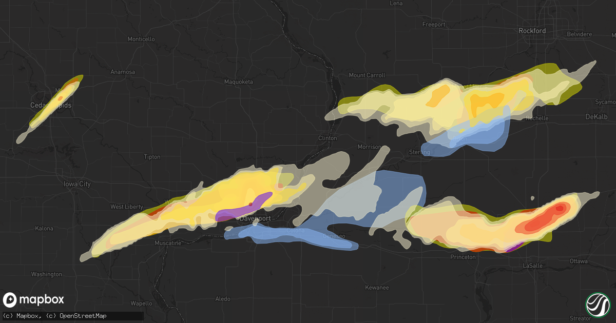 Hail map in Mendota, IL on April 4, 2023