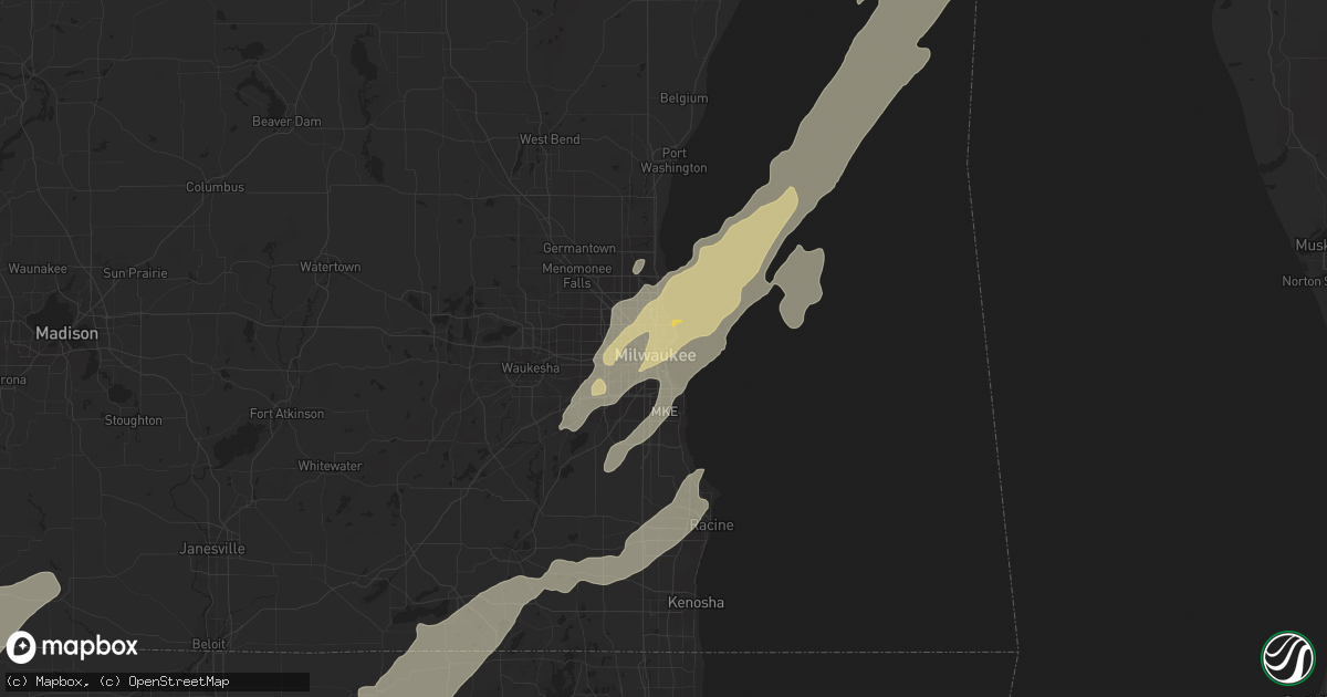 Hail map in Milwaukee, WI on April 4, 2023