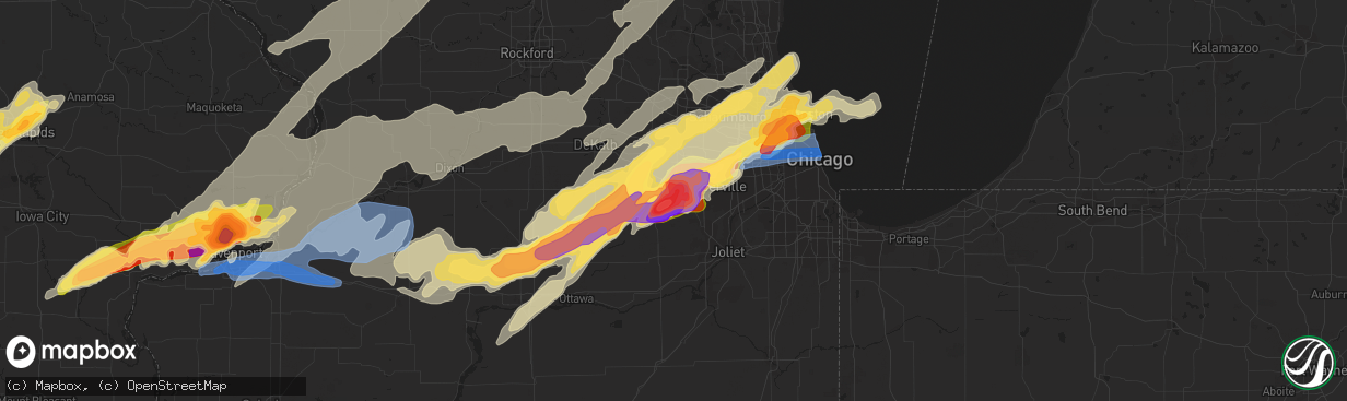 Hail map in Montgomery, IL on April 4, 2023