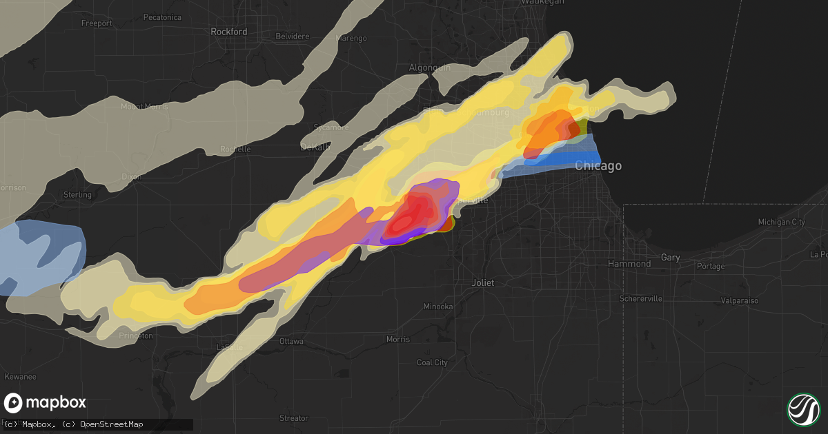 Hail map in Montgomery, IL on April 4, 2023
