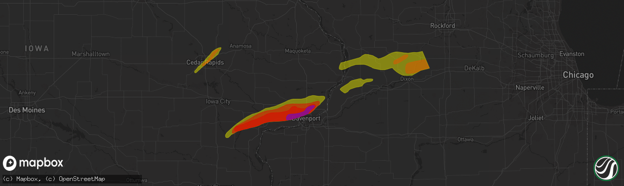 Hail map in Morrison, IL on April 4, 2023