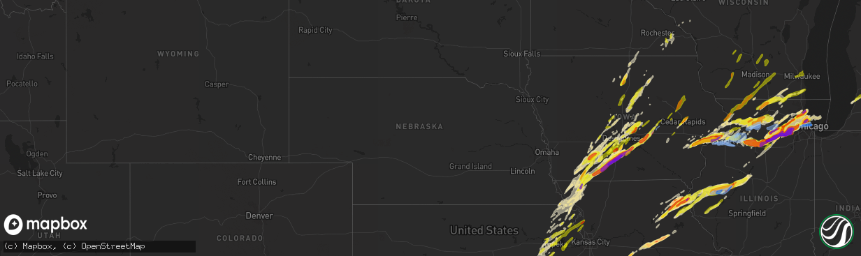 Hail map in Nebraska on April 4, 2023