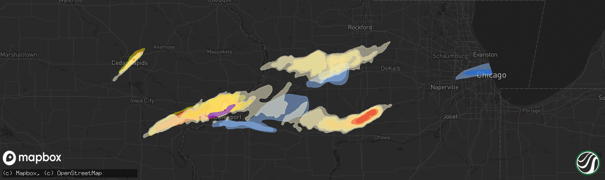 Hail map in Oregon, IL on April 4, 2023
