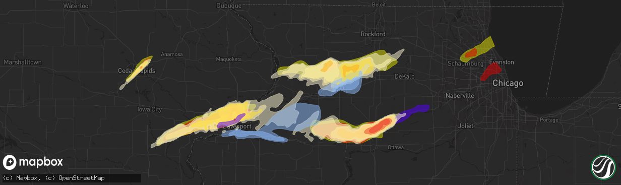 Hail map in Palatine, IL on April 4, 2023