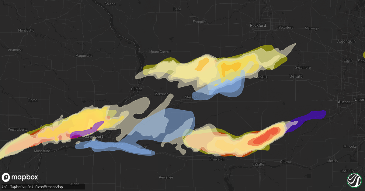 Hail map in Palatine, IL on April 4, 2023