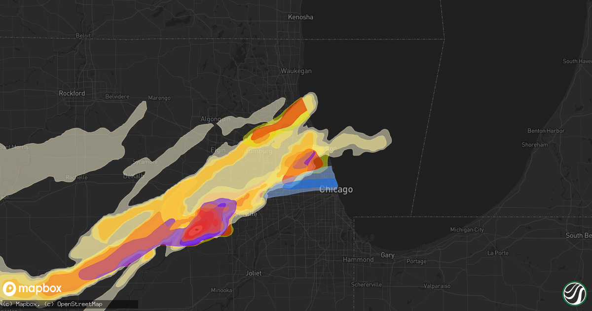 Hail map in Park Ridge, IL on April 4, 2023