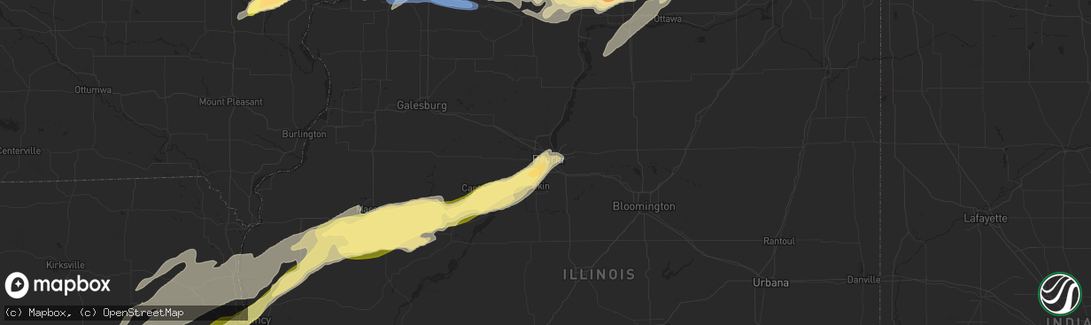 Hail map in Peoria, IL on April 4, 2023