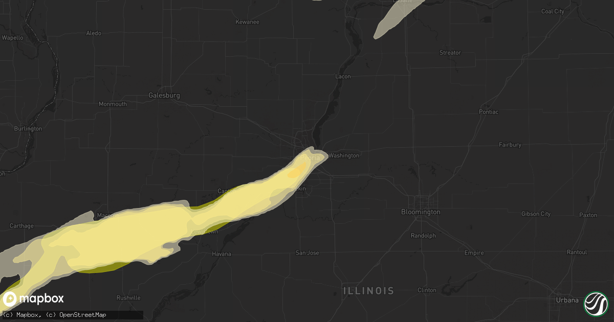 Hail map in Peoria, IL on April 4, 2023