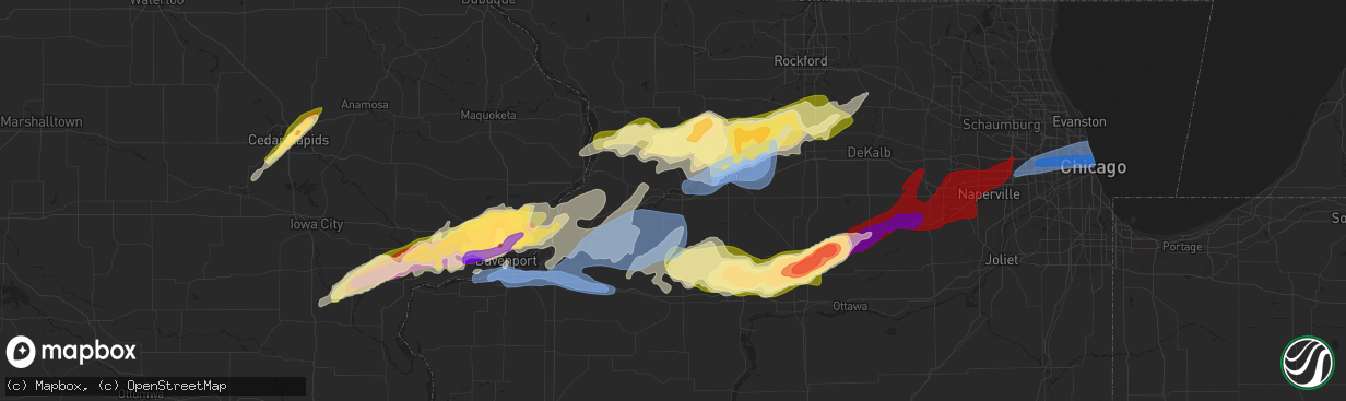 Hail map in Polo, IL on April 4, 2023