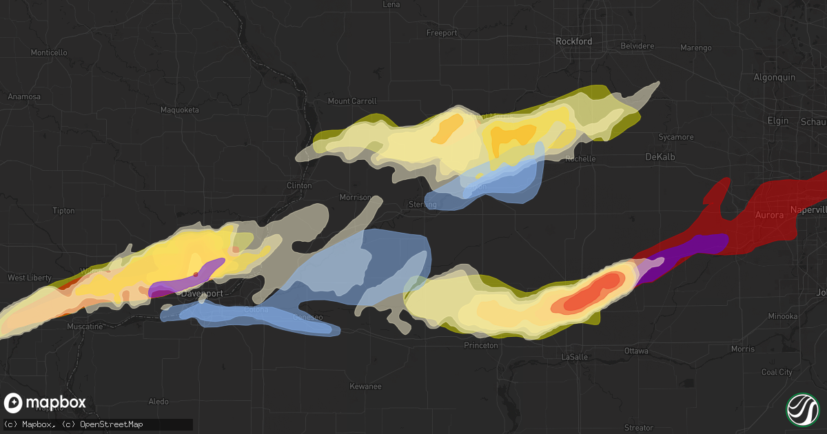 Hail map in Polo, IL on April 4, 2023