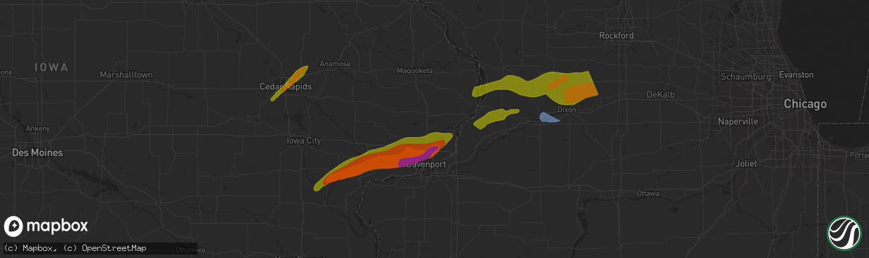 Hail map in Sterling, IL on April 4, 2023