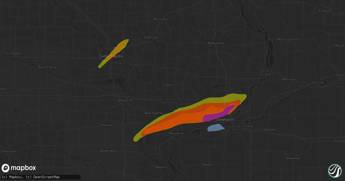 Hail map in Stockton, IA on April 4, 2023