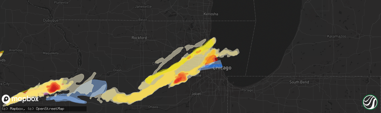 Hail map in Streamwood, IL on April 4, 2023