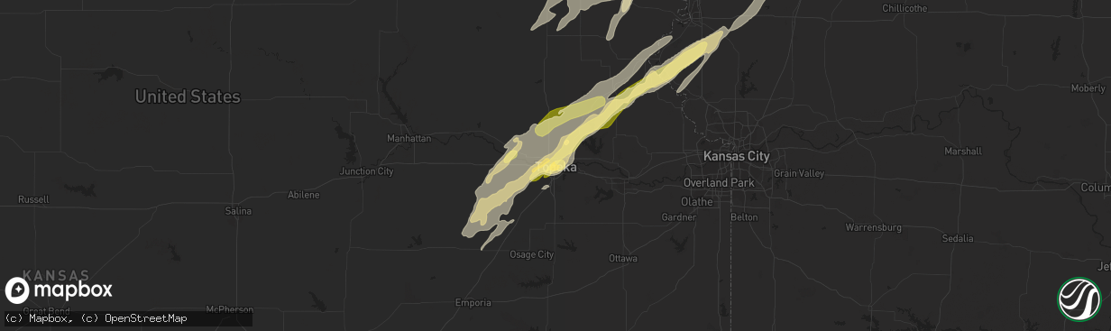 Hail map in Topeka, KS on April 4, 2023