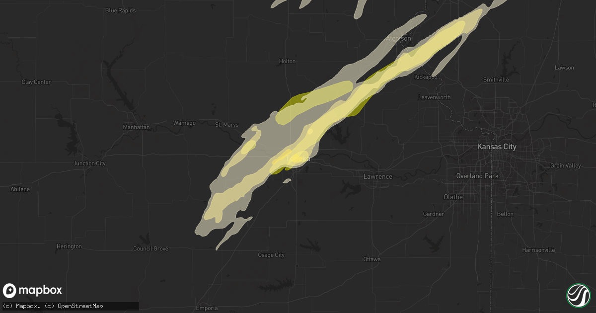 Hail map in Topeka, KS on April 4, 2023