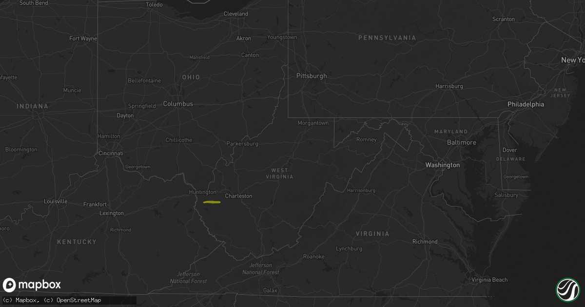 Hail map in West Virginia on April 4, 2023