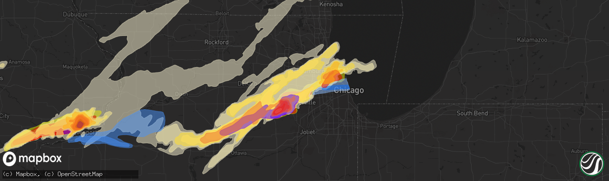 Hail map in Wheaton, IL on April 4, 2023