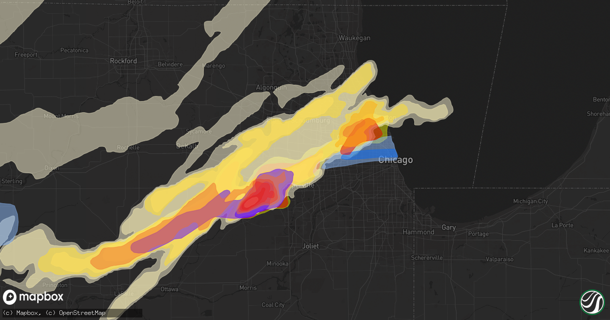 Hail map in Wheaton, IL on April 4, 2023