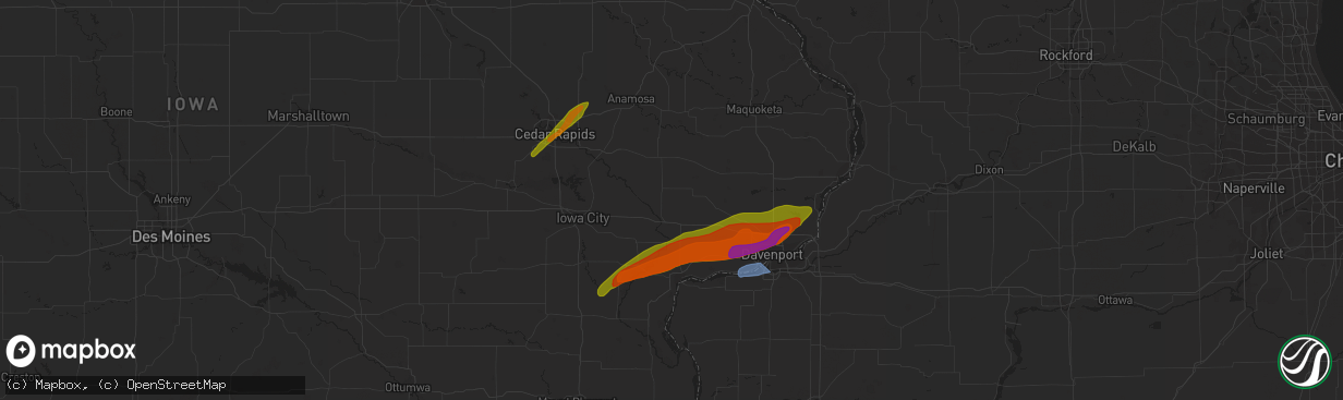 Hail map in Wilton, IA on April 4, 2023