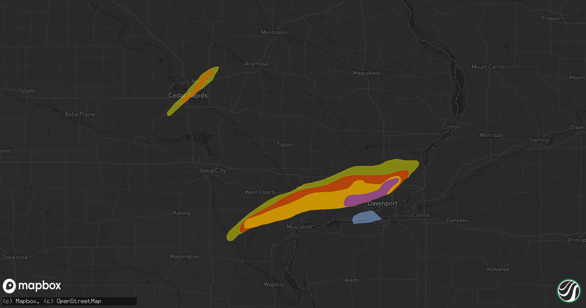 Hail map in Wilton, IA on April 4, 2023