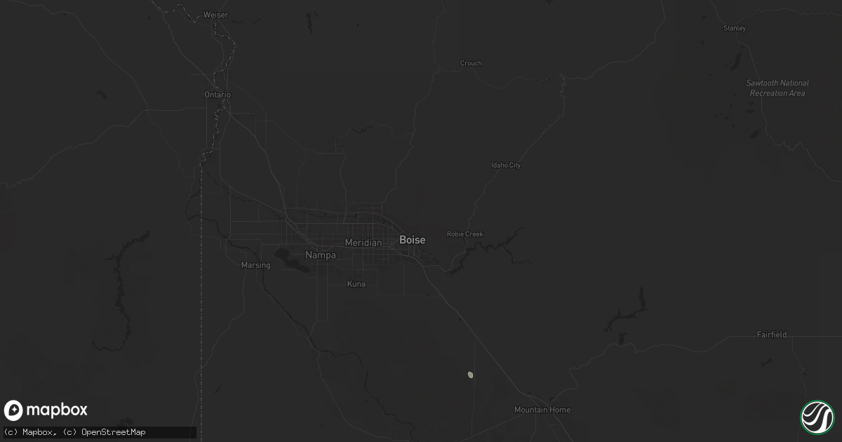 Hail map in Boise, ID on April 4, 2024