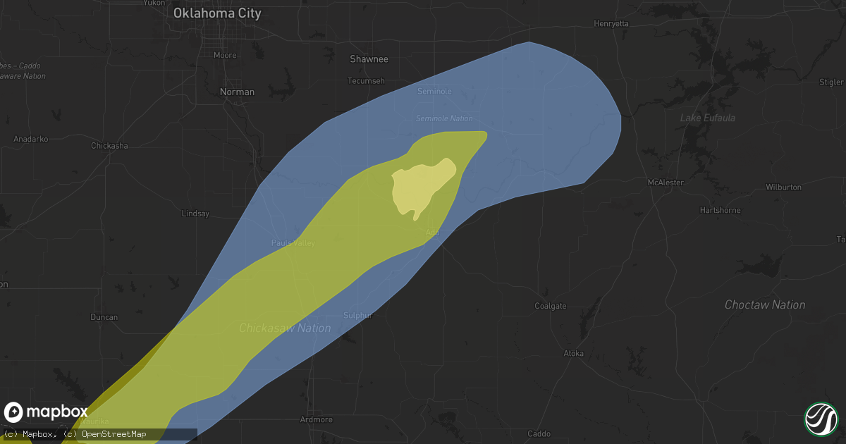 Hail map in Ada, OK on April 4, 2025