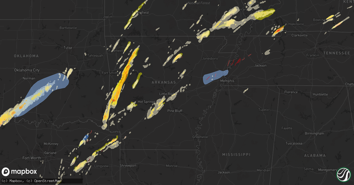 Hail map in Arkansas on April 4, 2025