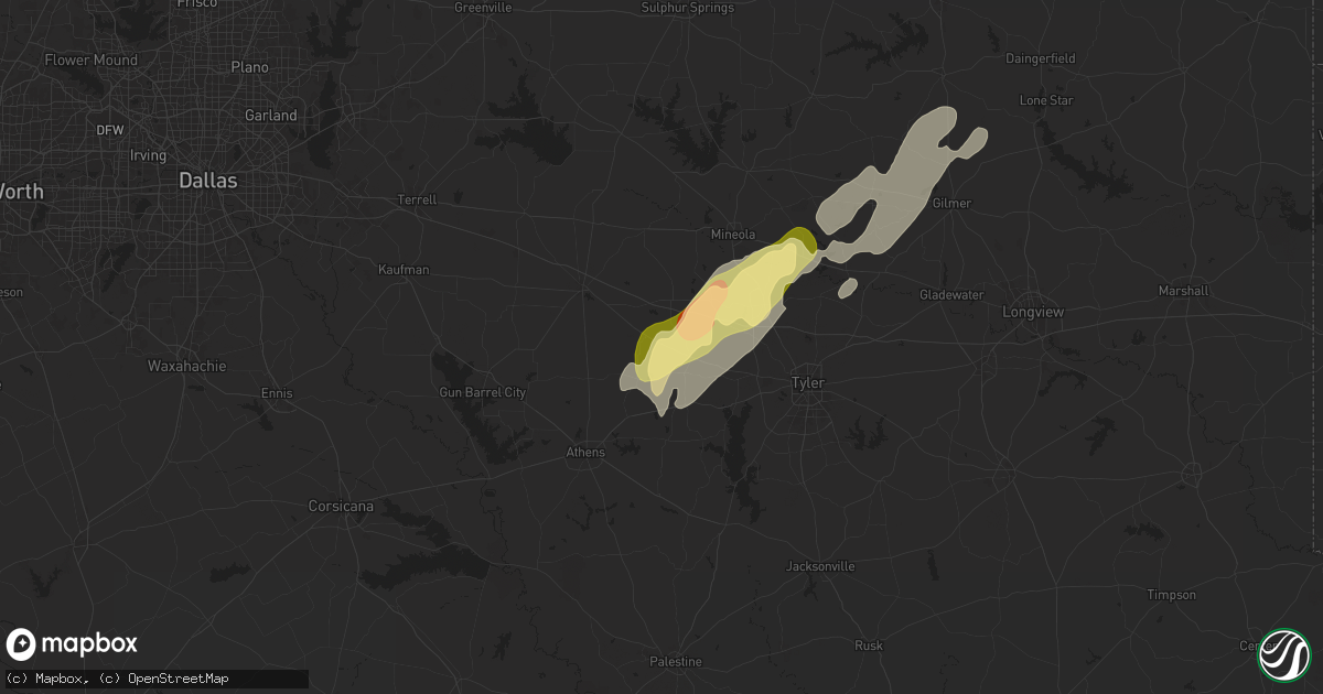 Hail map in Ben Wheeler, TX on April 4, 2025