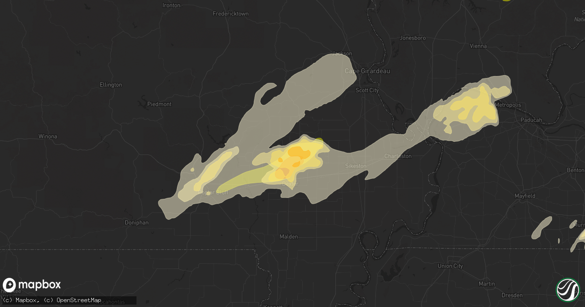 Hail map in Bloomfield, MO on April 4, 2025