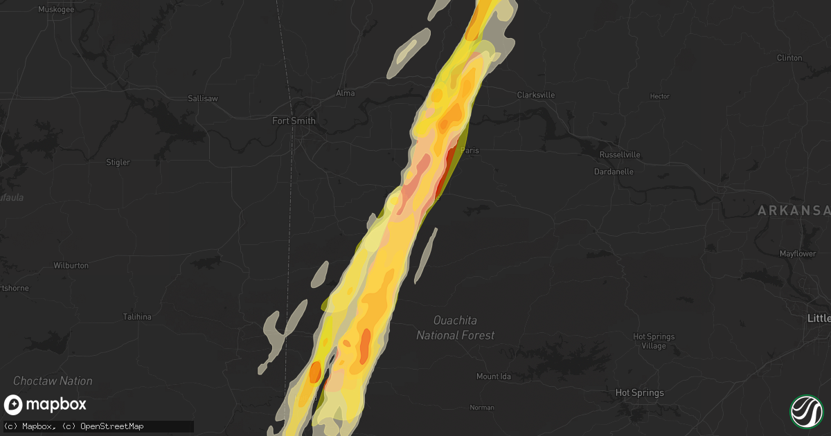 Hail map in Booneville, AR on April 4, 2025