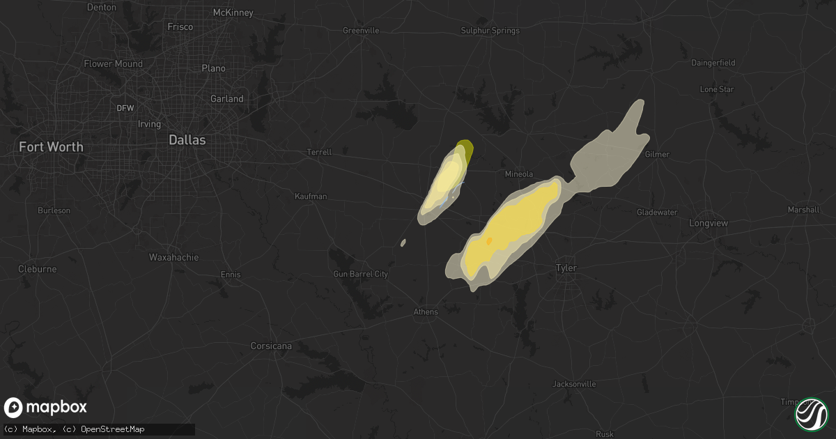 Hail map in Canton, TX on April 4, 2025