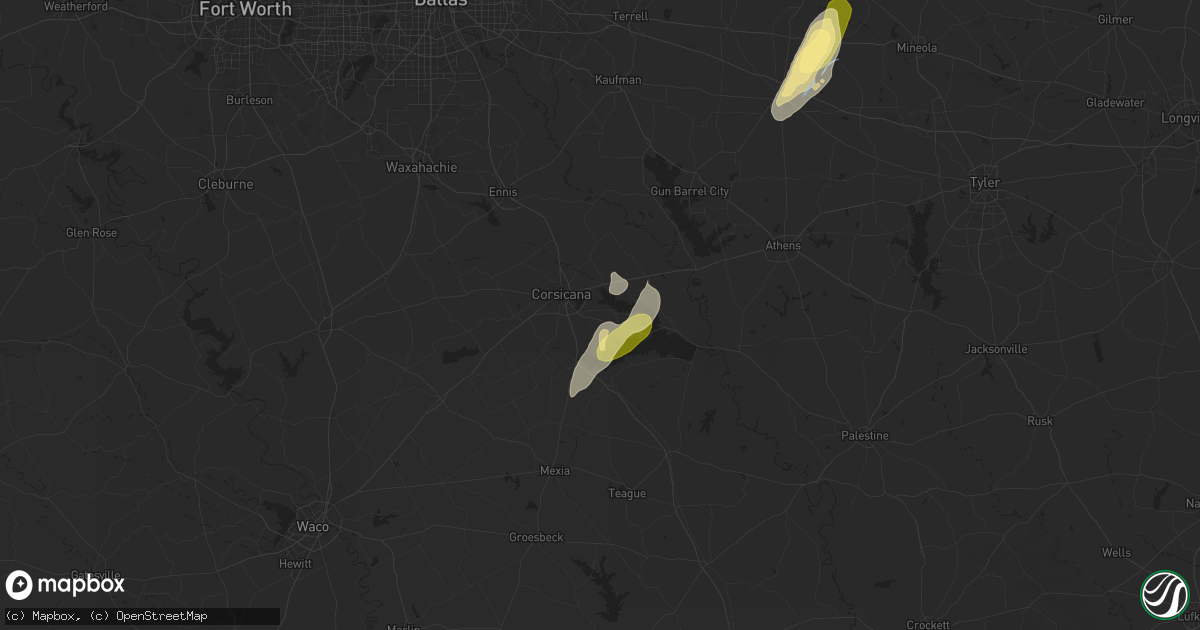 Hail map in Corsicana, TX on April 4, 2025