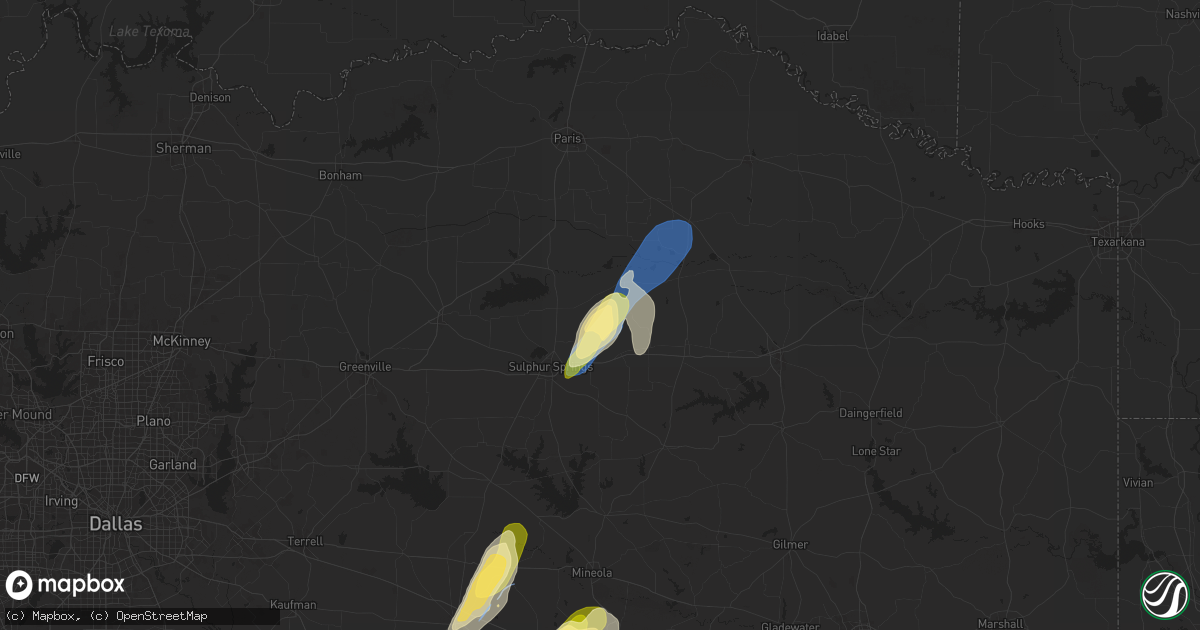 Hail map in Dike, TX on April 4, 2025