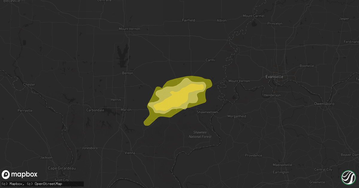 Hail map in Eldorado, IL on April 4, 2025
