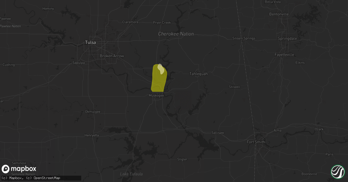Hail map in Fort Gibson, OK on April 4, 2025