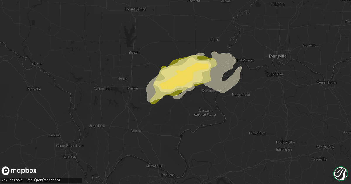 Hail map in Harrisburg, IL on April 4, 2025
