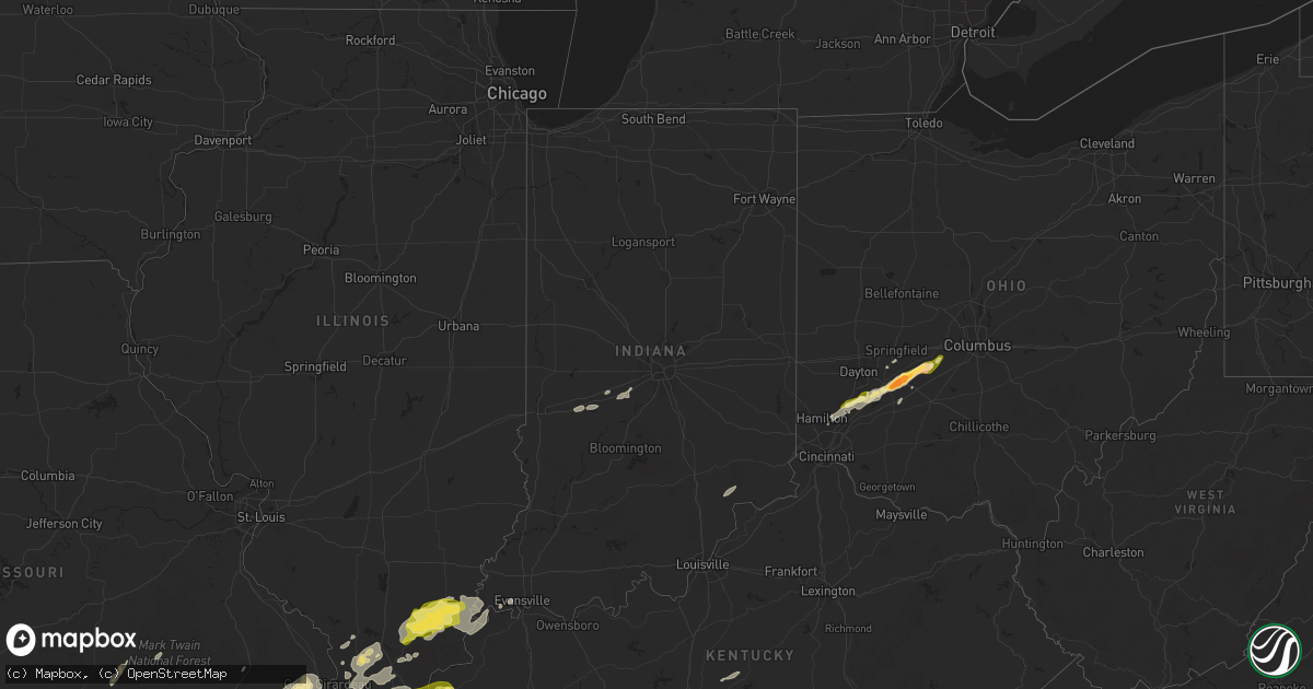 Hail map in Indiana on April 4, 2025