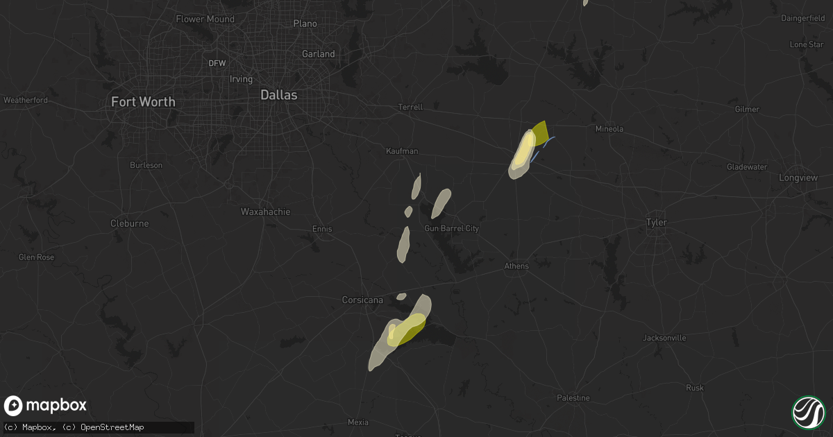 Hail map in Kemp, TX on April 4, 2025