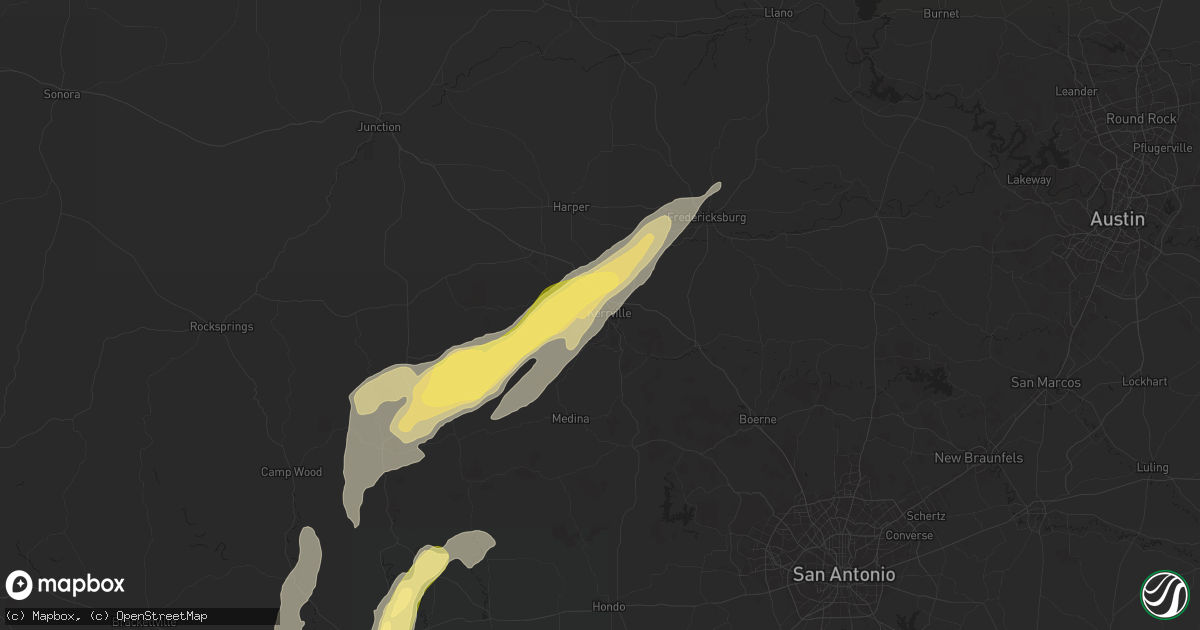 Hail map in Kerrville, TX on April 4, 2025
