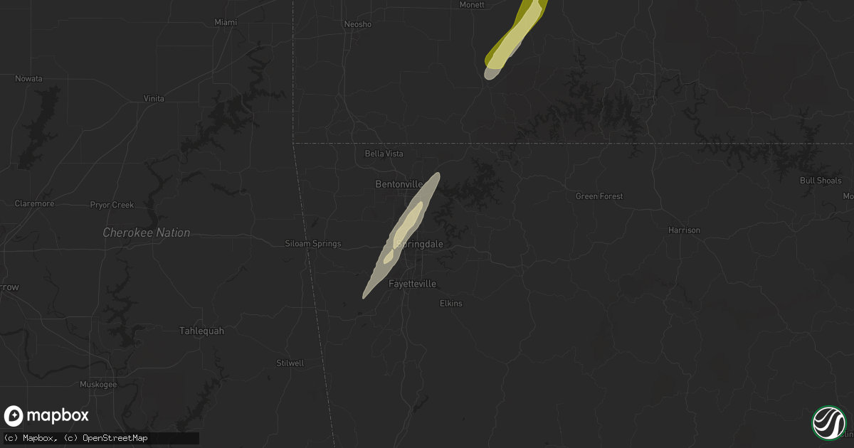 Hail map in Lowell, AR on April 4, 2025