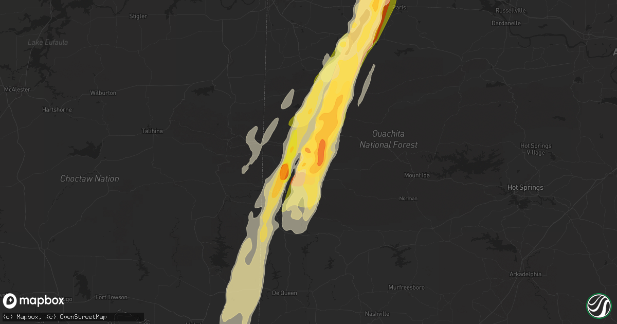 Hail map in Mena, AR on April 4, 2025