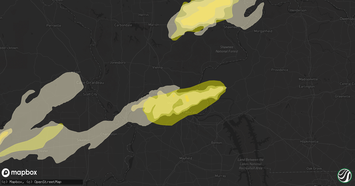 Hail map in Metropolis, IL on April 4, 2025