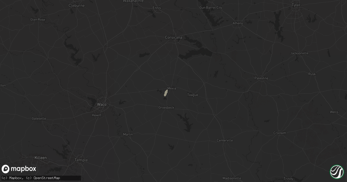 Hail map in Mexia, TX on April 4, 2025