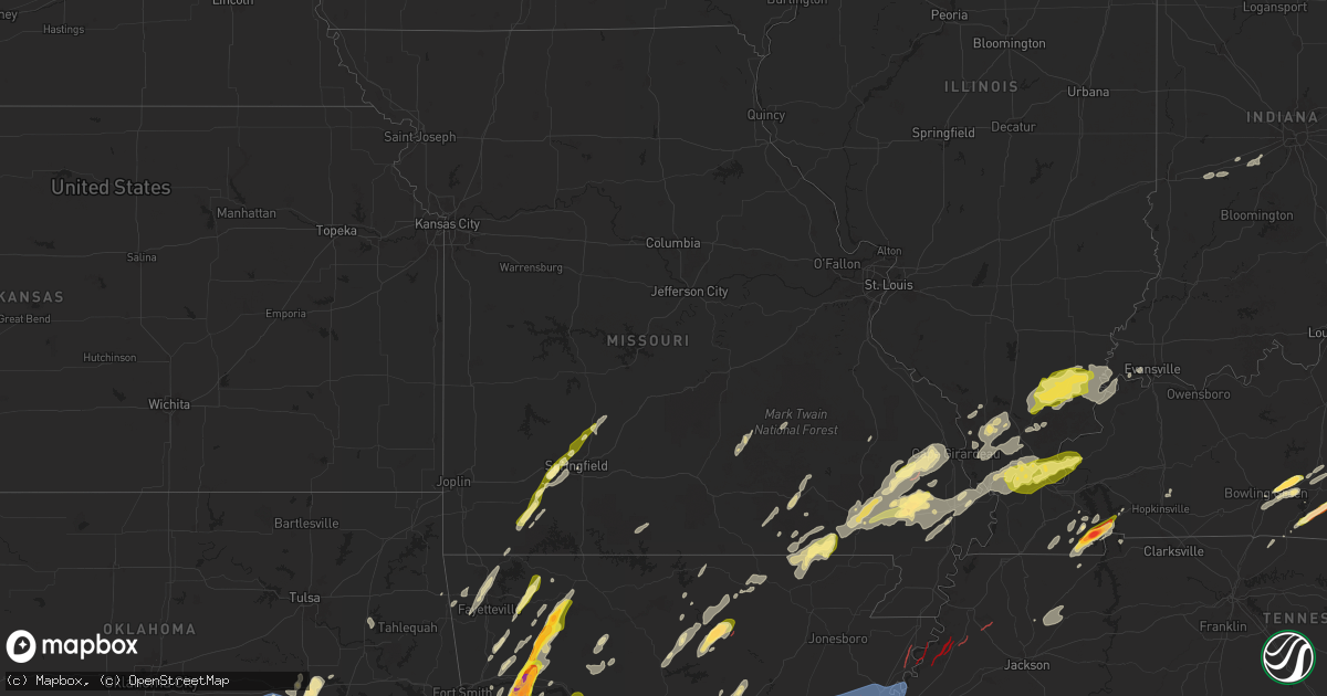 Hail map in Missouri on April 4, 2025
