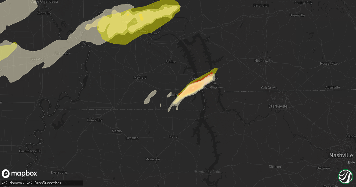Hail map in Murray, KY on April 4, 2025