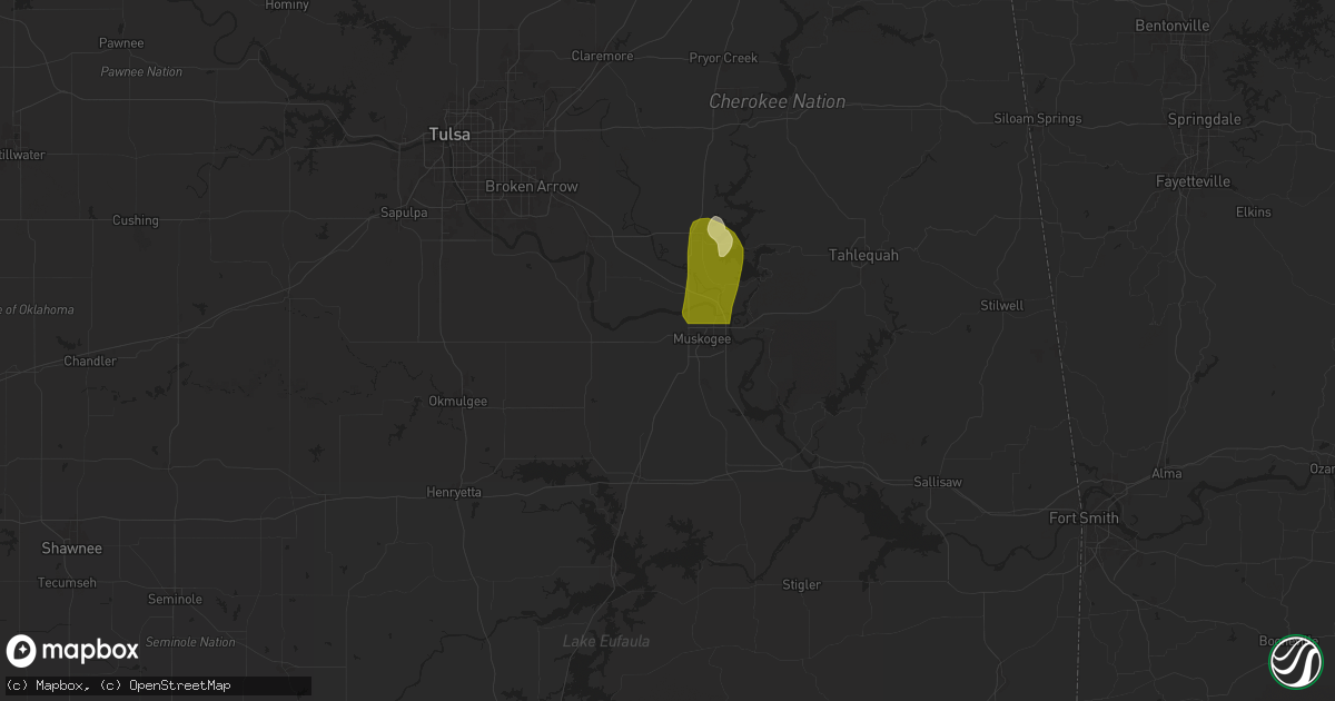 Hail map in Muskogee, OK on April 4, 2025