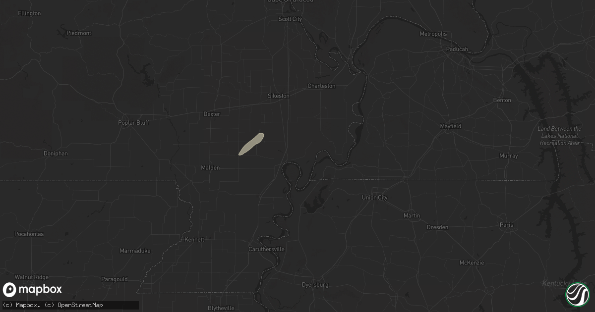 Hail map in New Madrid, MO on April 4, 2025