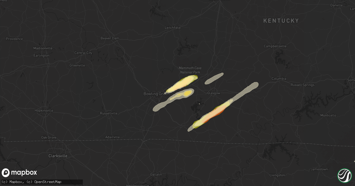 Hail map in Oakland, KY on April 4, 2025
